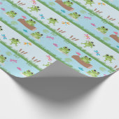 Niedliche Frösche im Teich Geschenkpapier (Ecke)