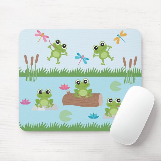 Niedliche Frösche im Teich Mousepad (Mit Mouse)