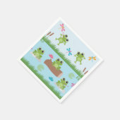 Niedliche Frösche im Teich Serviette (Ecke)