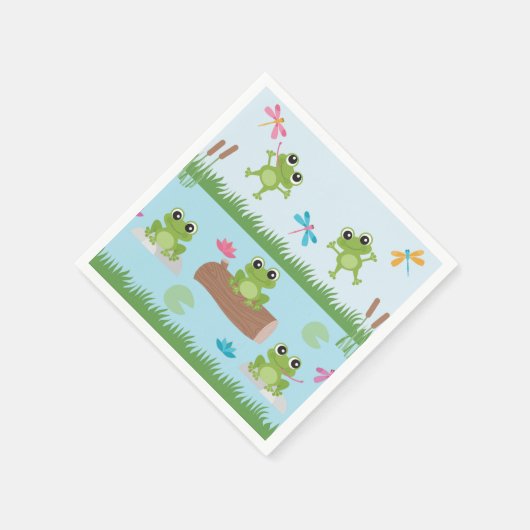 Niedliche Frösche im Teich Serviette (Ecke)