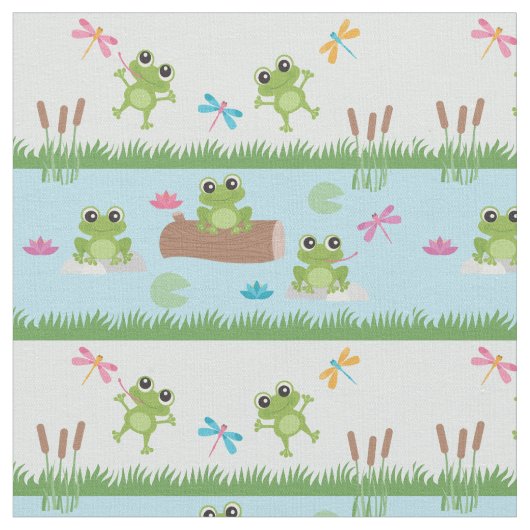 Niedliche Frösche im Teich Stoff (Nahaufnahme)