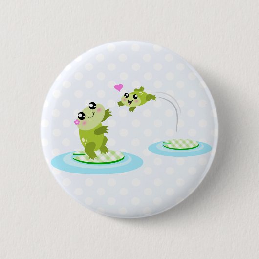 Niedliche Frösche - Kawaii Mama und Baby Frosch Ca Button (Vorderseite)