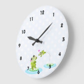 Niedliche Frösche - Kawaii Mutter und Baby Frosch Große Wanduhr (Winkel)
