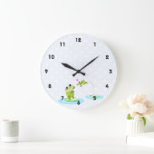 Niedliche Frösche - Kawaii Mutter und Baby Frosch Große Wanduhr (Zuhause)