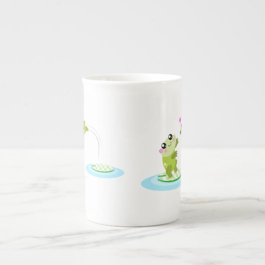 Niedliche Frösche - kawaii Mutter und Babyfrosch Porzellantasse (Vorderseite)