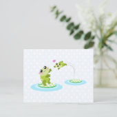 Niedliche Frösche - Kawaii Mutter und Kinderfrosch Postkarte (Stehend Vorderseite)