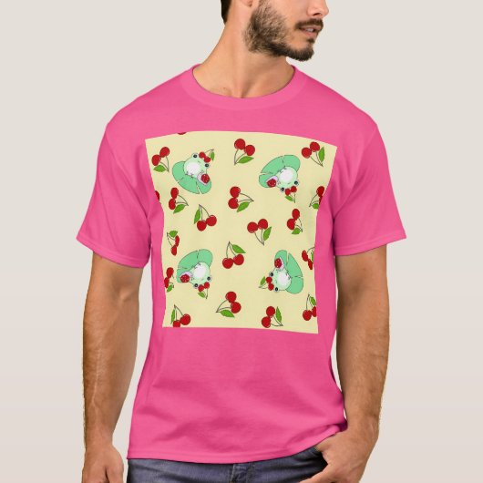 Niedliche Frösche, Schnecken und Kirschen auf Zitr T-Shirt (Vorderseite)