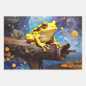 Niedliche Frösche sitzen auf einem Teich an einem Geschenkpapier Set (Vorderseite)