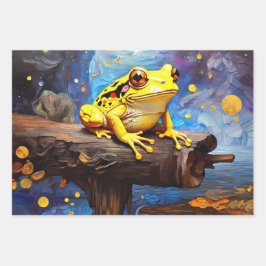 Niedliche Frösche sitzen auf einem Teich an einem  Geschenkpapier Set