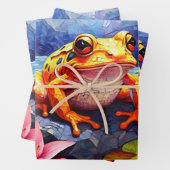 Niedliche Frösche, sonnig auf einem Teich sitzen Geschenkpapier Set (Beispiel)