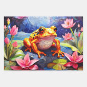 Niedliche Frösche, sonnig auf einem Teich sitzen Geschenkpapier Set (Vorderseite)
