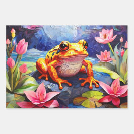 Niedliche Frösche, sonnig auf einem Teich sitzen Geschenkpapier Set