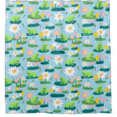 Niedliche Frösche und Lilienpolster Duschvorhang (Vorderseite)