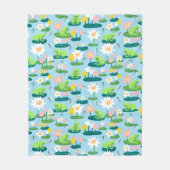 Niedliche Frösche und Lilienpolster Fleecedecke (Vorderseite)