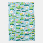 Niedliche Frösche und Lilienpolster Geschirrtuch (Vertikal)