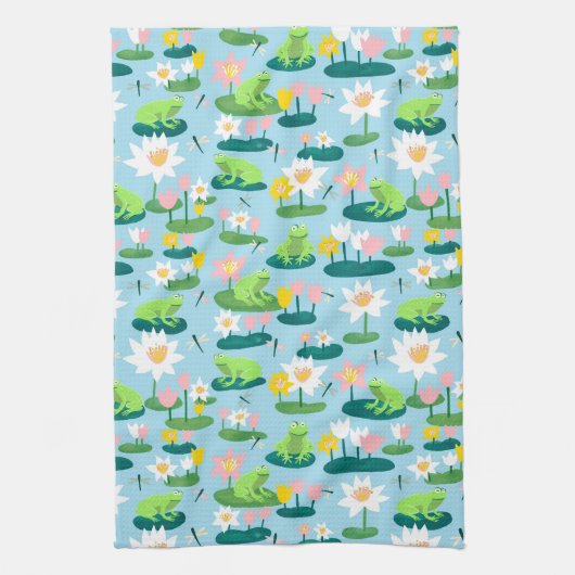 Niedliche Frösche und Lilienpolster Geschirrtuch (Vertikal)