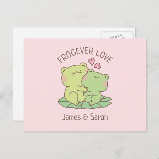 Niedliche Froschfrösche Frogever Liebe Valentinsta Postkarte (Vorne/Hinten)