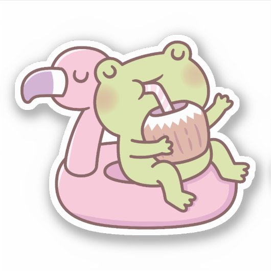 Niedliche Froschkühlung auf Flamingo Pool Float Aufkleber (Vorderseite)