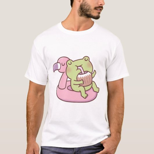 Niedliche Froschkühlung auf Flamingo Pool Float T-Shirt (Vorderseite)
