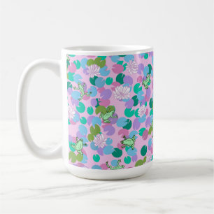 Niedliche Froschkunst Tasse mit rosa Hintergrund