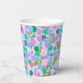 Niedliche Froschkunstbecher mit rosa Hintergrund Pappbecher (Rechts)