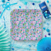 Niedliche Froschkunstpapier-Teller mit rosa Hinter Pappteller (Party)