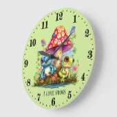 niedliche Froschliebhaber fügen Text hinzu Große Wanduhr (Winkel)