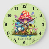 niedliche Froschliebhaber fügen Text hinzu Große Wanduhr (Vorderseite)