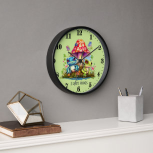 niedliche Froschliebhaber fügen Text hinzu Uhr