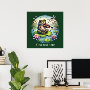 Niedliche Froschmusik aus Holz Poster