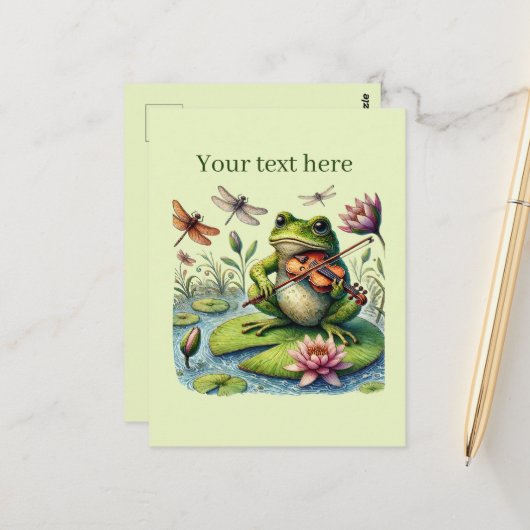 Niedliche Froschmusik Postkarte (Vorderseite/Rückseite Beispiel)