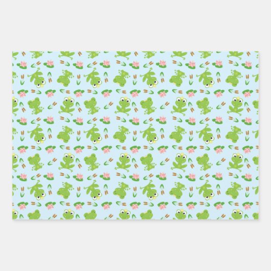Niedliche Froschmuster Geschenkpapier Set (Vorderseite 3)