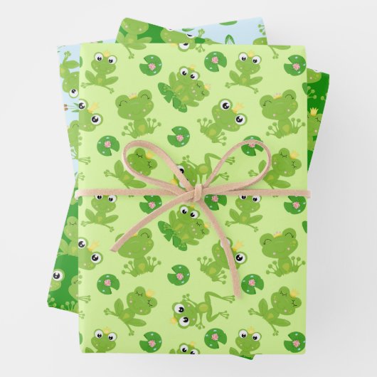 Niedliche Froschmuster Geschenkpapier Set (Beispiel)