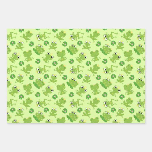 Niedliche Froschmuster Geschenkpapier Set (Vorderseite)