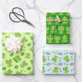 Niedliche Froschmuster Geschenkpapier Set