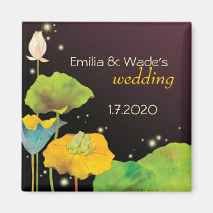 Niedliche Froschpaare Hochzeit Sichern Sie das Dat Magnet