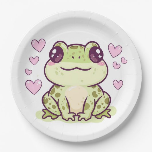 Niedliche Froschpapier-Teller Pappteller (Vorderseite)