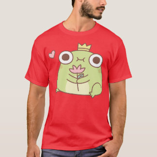 Niedliche Froschprinz-Holding-Blume T-Shirt