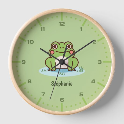 Niedliche Froschsäulenhalterung mit Zahlen Uhr (Vorderseite)