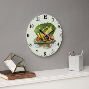 Niedliche Froschtierliebhaber Große Wanduhr