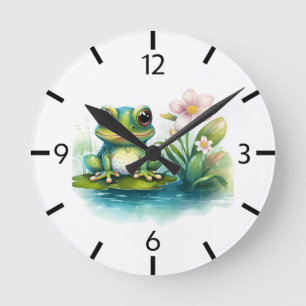 Niedliche Froschtierliebhaber Runde Wanduhr