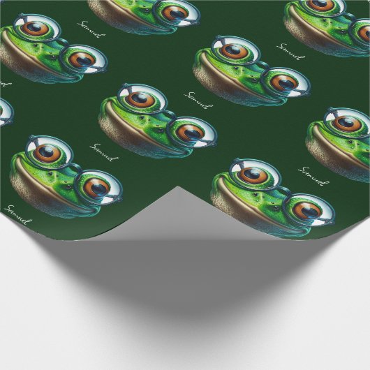 Niedliche Froschtrage Oversized Glasses Geschenkpapier (Ecke)