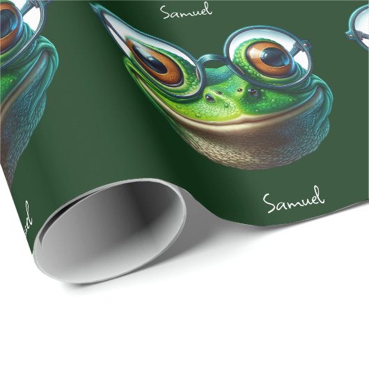 Niedliche Froschtrage Oversized Glasses Geschenkpapier (Rolleneckpunkt)
