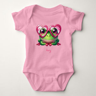 Niedliche Froschtrage Oversized Heart Glasses Baby Strampler