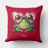 Niedliche Froschtrage Oversized Heart Glasses Kissen (Vorderseite)