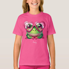Niedliche Froschtrage Oversized Heart Glasses T-Shirt