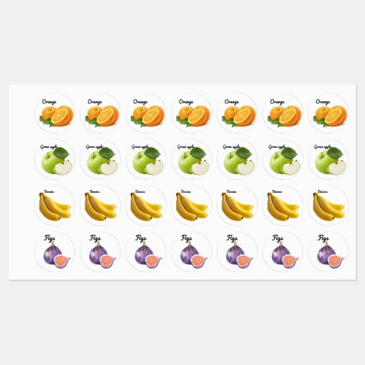 Niedliche FruchtaufkleberDesigns für Schulzeichen Etiketten (Blatt)