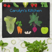 Niedliche Früchte und Veggies personalisiert Küchentuch (Gefaltet)