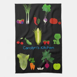 Niedliche Früchte und Veggies personalisiert Küchentuch