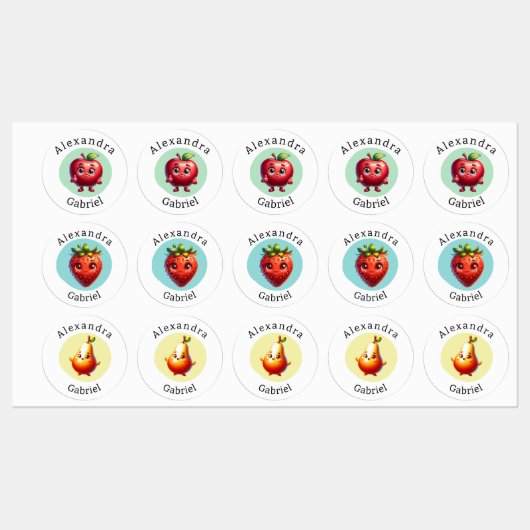 Niedliche Fruchtkennzeichnungen Etiketten (Blatt)